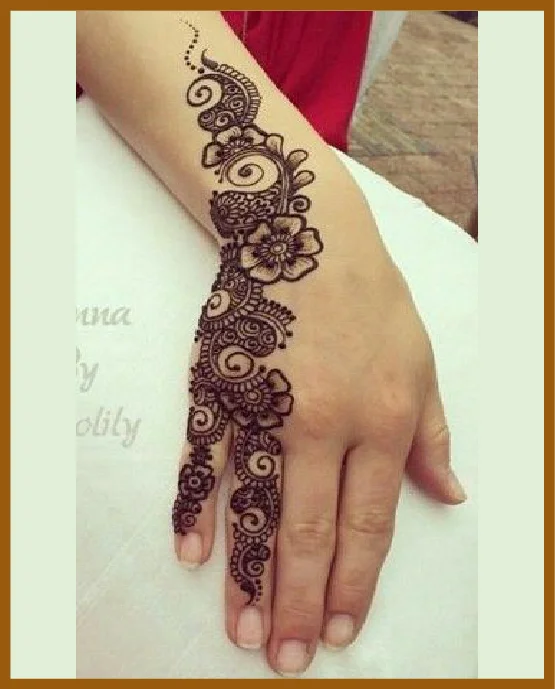 Floral Block Aesthetic Design On Back Hand Asthetic Back Hand Mehndi Design